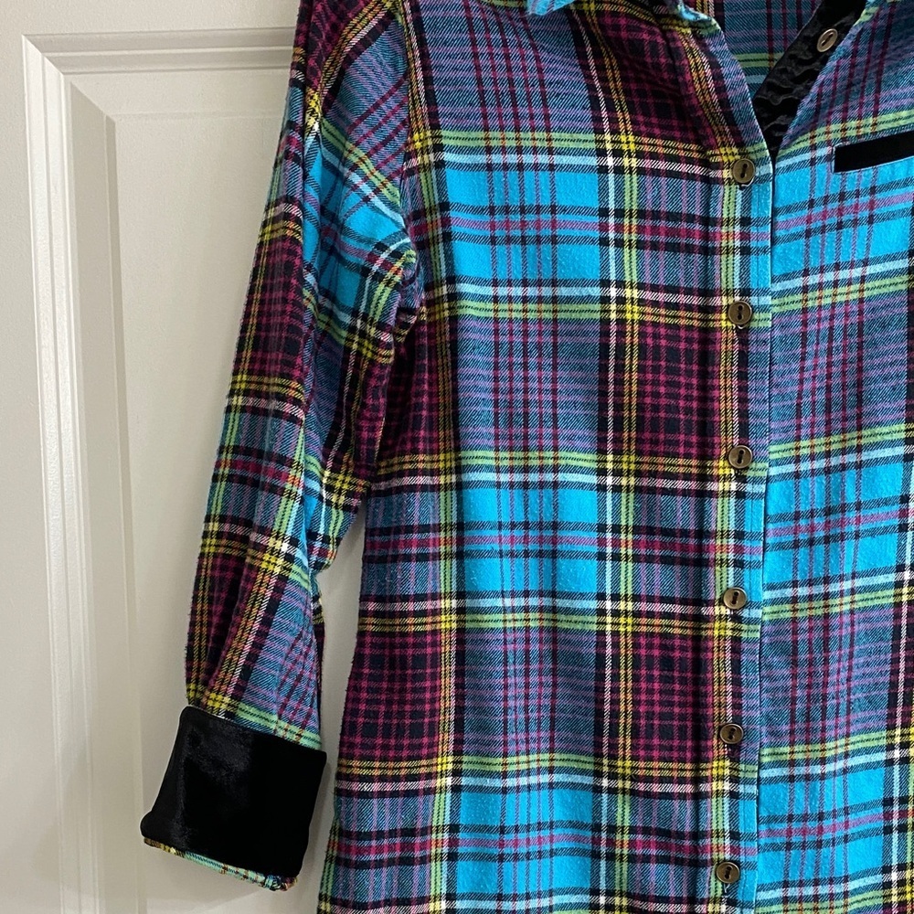Soft Surroundings Multicolor Plaid Flannel Shirt - Picture 5 of 8